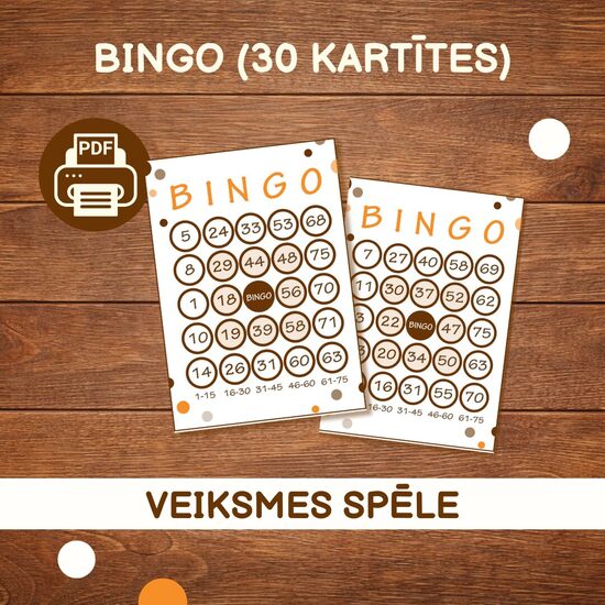 SPĒLES "BINGO" KARTĪTES